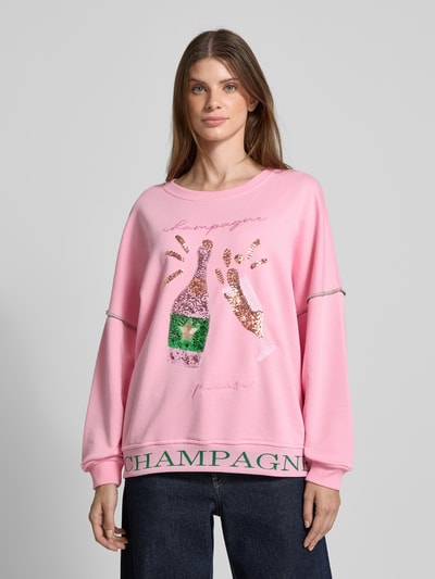 miss goodlife Sweatshirt met statementstitching en pailletten Lichtroze - 4
