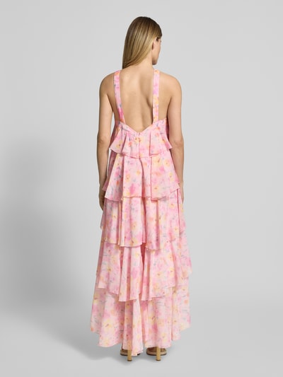 VERO MODA Volant Abendkleid mit V-Ausschnitt Modell 'FELICIA' Pink 5