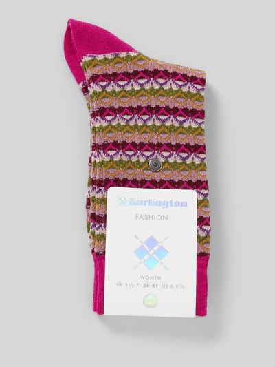 Burlington Socken mit Label-Detail Modell 'Fair Isle' Pink 3