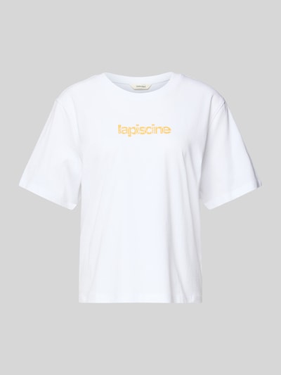 Produktfoto, Regular Fit T-Shirt aus reiner Baumwolle Modell 'MACY' von Selected Femme, jednolity kolor, krój regular fit, z napisem z logo, okrągły dekolt, krótki rękaw, dżersej, 100% bawełna