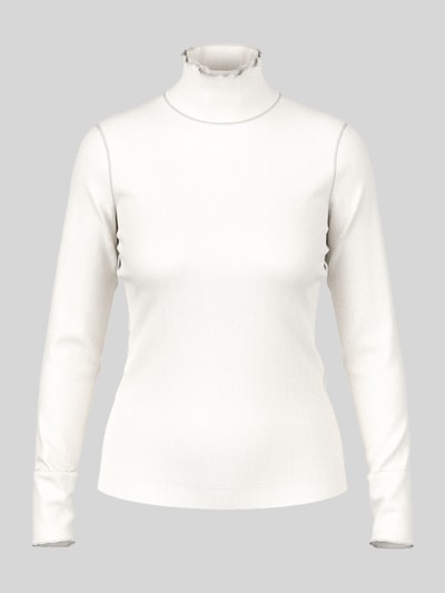 Marc Cain Slim Fit Langarmshirt mit Rüschenkragen Offwhite 2