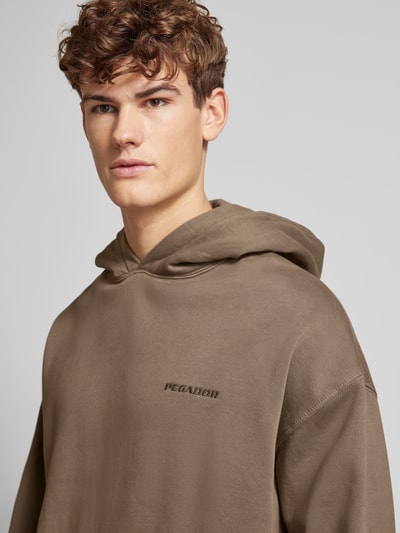 Pegador Oversized Hoodie mit Label-Stitching Dunkelbraun 3