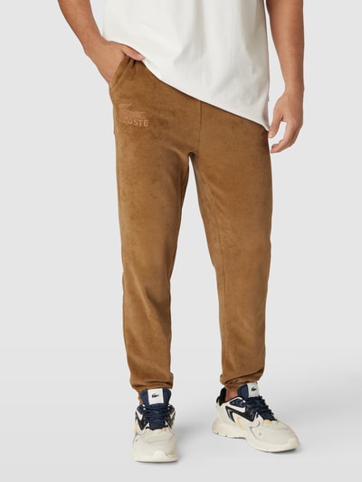 Lacoste Sweatpants met elastische band, model 'VELVET COLORAMA' Camel - 4