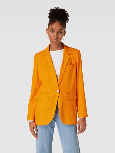 Tom Tailor Denim Linnen blazer met reverskraag Oranje - 4