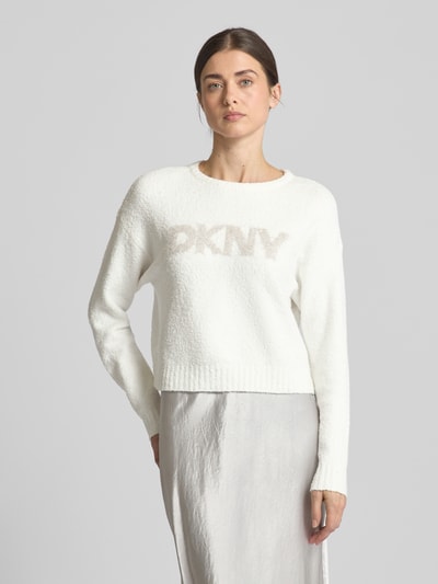 DKNY Strickpullover mit Label-Print Offwhite 4