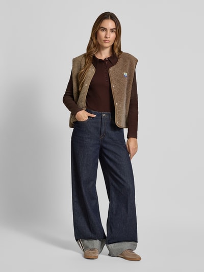 Gestuz Shirt met lange mouwen en polokraag, model 'drew' Donkerbruin - 1