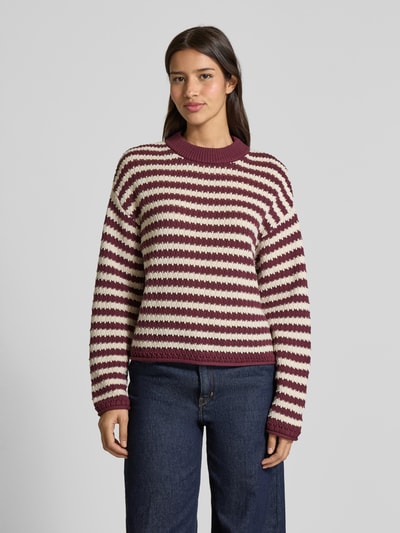 YAS Strickpullover mit Rundhalsausschnitt Modell 'PORTA' Bordeaux 4