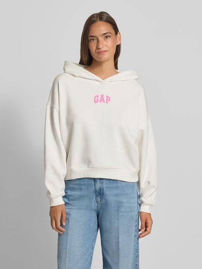 GAP Hoodie met logoprint en geribde boorden Ecru - 4