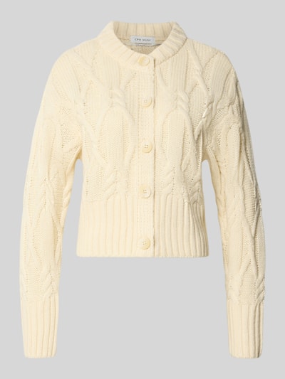 Produktfoto, cremefarbener Cardigan mit Zopfmuster Modell 'MAGLE' von Cph Muse aus Baumwoll-Mix, Rundhalsausschnitt, Knopfleiste, Regular Fit
