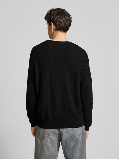 REVIEW Regular fit pullover in gebreide look Zwart - 5