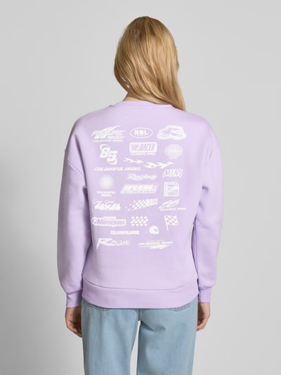 Colourful Rebel Oversized sweatshirt met ribboorden Lila - 5