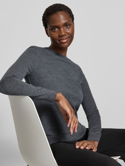 BOSS Sweter o kroju regular fit z dzianiny z czystej, żywej wełny model ‘FERPINA’ Ciemnoszary melanż 3