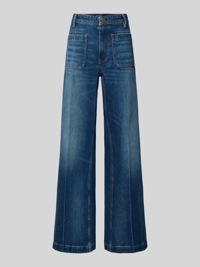 Produktfoto, Wide Leg Jeans mit Eingrifftaschen von Polo Ralph Lauren, niebieski denim, luźny krój, bawełna z elastanem, kieszenie, przód.