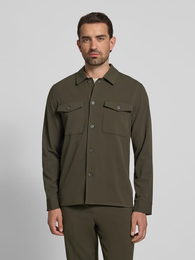 Lindbergh Overhemdjack met knoopsluiting Donkergroen - 4