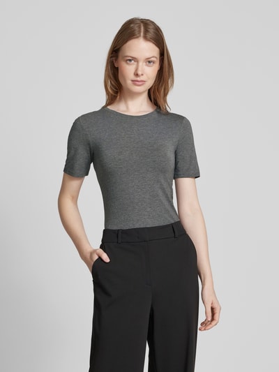 MSCH Copenhagen T-Shirt mit geripptem Rundhalsausschnitt Modell 'Betrina' Mittelgrau Melange 4