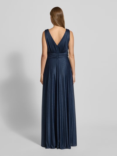 Christian Berg Cocktail Abendkleid mit V-Ausschnitt und Taillenband Marine Melange 5