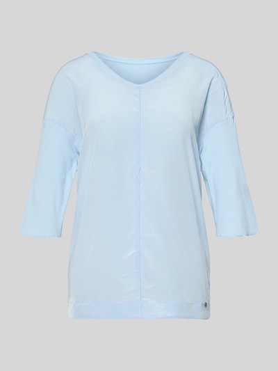 Marc Cain T-shirt z dekoltem w serek i rękawami o dł. 3/4 Jasnoniebieski 2