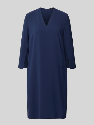 Produktfoto, Relaxed Fit jurk met V-hals van windsor., donkerblauw, knielengte, 3/4-mouw, ruglengte maat 36: 100 cm, borstwijdte: 49 cm
