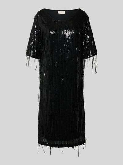 Milano Italy Knielange jurk met pailletten en franjes Zwart - 2