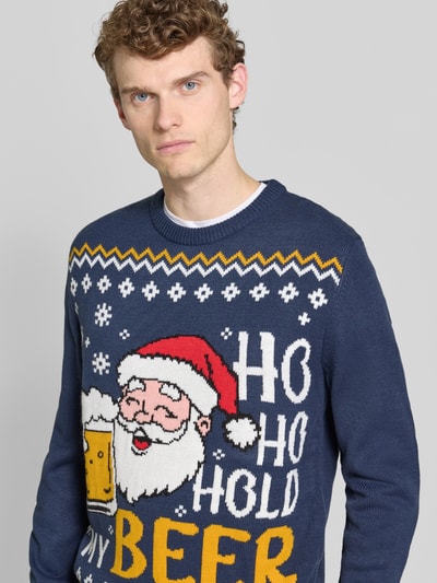 Montego Sweter z dzianiny z prążkowanymi wykończeniami Granatowy 3