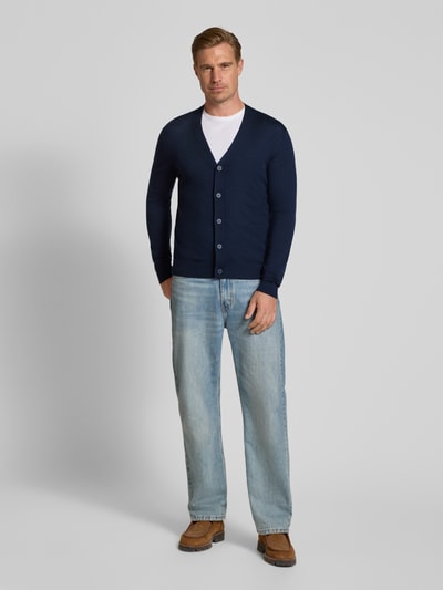 Jake*s Studio Men Regular Fit Strickjacke aus reiner Wolle Marine 1