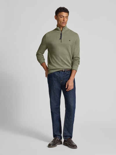 Lerros Gebreide pullover met schipperskraag Olijfgroen - 1