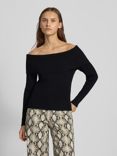 Only Sweter o kroju slim fit z dzianiny z mieszanki wiskozy model ‘KATIA’ Czarny 4