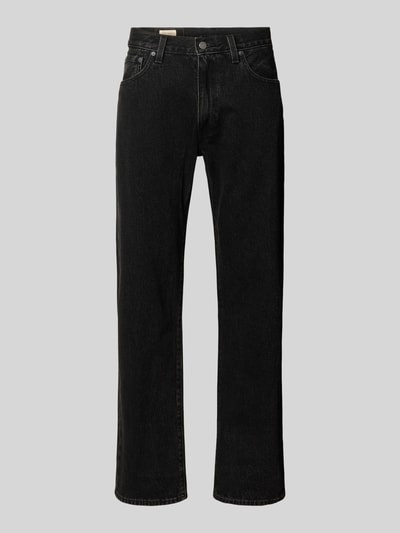 Produktfoto, czarne jeansy z prostymi nogawkami, lekko teksturowany bawełniany denim, Straight Leg Jeans aus reiner Baumwolle Modell '555®' von Levi's®, Herren Straight Leg Jeans