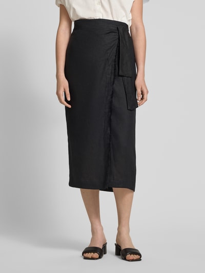 MANGO Regular Fit Midirock aus reinem Leinen Black 4