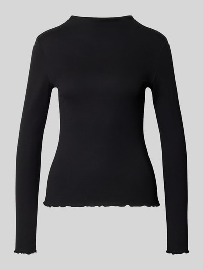 Produktfoto, czarna bluzka z długim rękawem z mieszanki modalu i bawełny Slim Fit Langarmshirt aus Modal-Baumwoll-Mix Modell 'Soninchen' od OPUS, damska