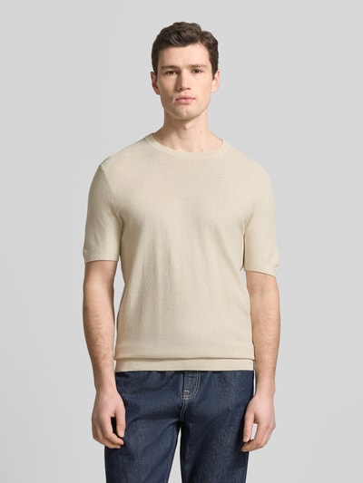 Profuomo T-Shirt aus Baumwoll-Leinen-Mix Offwhite 4