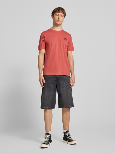 HUGO Blue krój regular fit t-shirt z czystej bawełny model 'NESPTEE' Jasnoczerwony 1
