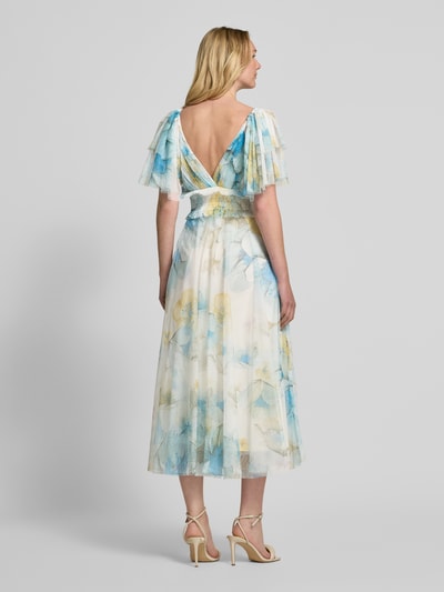 LACE & BEADS Knielange cocktailjurk met V-hals Lichtblauw - 5