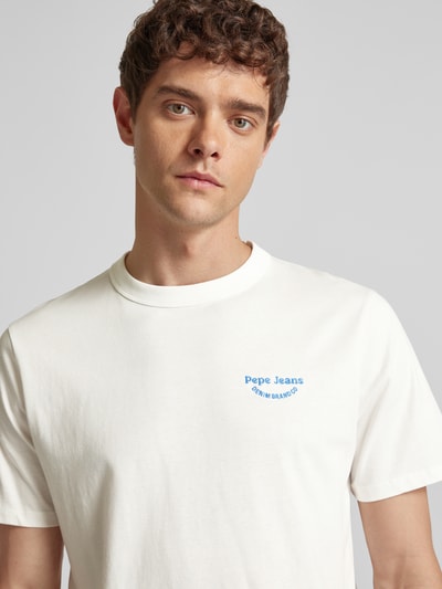 Pepe Jeans T-shirt met labelstitching, model 'Aris' Offwhite - 3