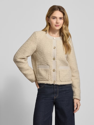 Vero Moda Regular fit jack van teddybont met doorgestikte garnering, model 'ESPRESSO' Ecru - 4