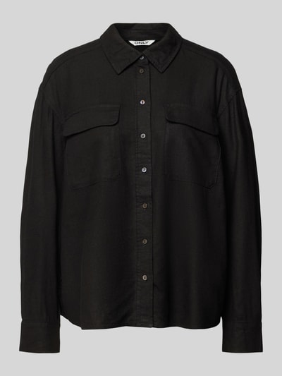 Only Oversized overhemdblouse van linnenmix, model 'CARO' Zwart - 2