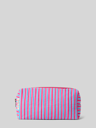 Produktfoto, Kosmetiktasche mit Reißverschluss und Label-Detail von STUDIO NOOS aus Reine Baumwolle im Allover-Look mit bunten Streifen.