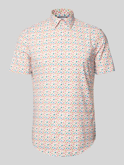 Jake*s Slim fit zakelijk overhemd met all-over motiefprint Wit - 2