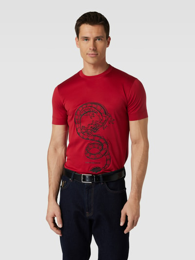 Emporio Armani T-Shirt mit Motiv-Stitching Rot 4