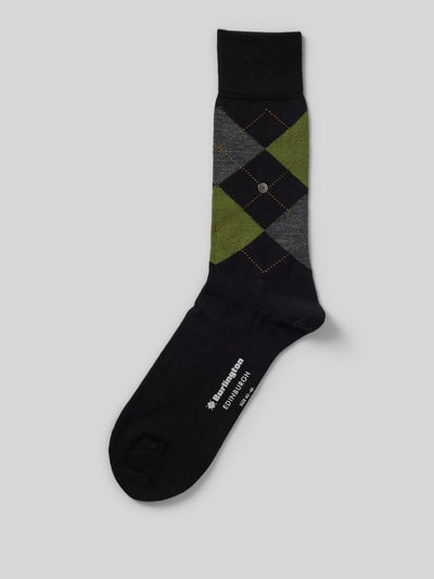 Burlington Socken aus Schurwoll-Mix mit Label-Detail Modell 'Edinburgh' Black 1