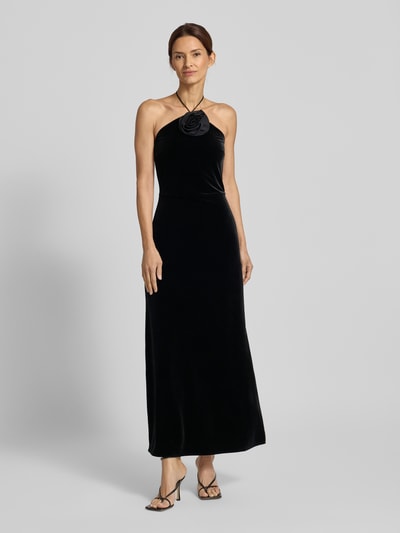 YAS Cocktailkleid mit floraler Applikation Modell 'ROSETTA STRAP' Black 4