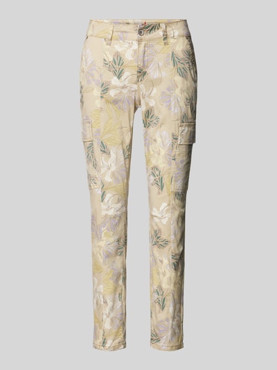 Buena Vista Slim Fit Cargohose mit floralem Print Beige 2