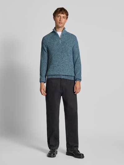 Blend Slim fit gebreide pullover met ritssluiting, model 'Darik' Lichtblauw - 1