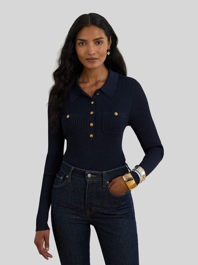 Lauren Ralph Lauren Slim Fit Langarmshirt aus Viskose-Mix mit Knöpfen Marine 4