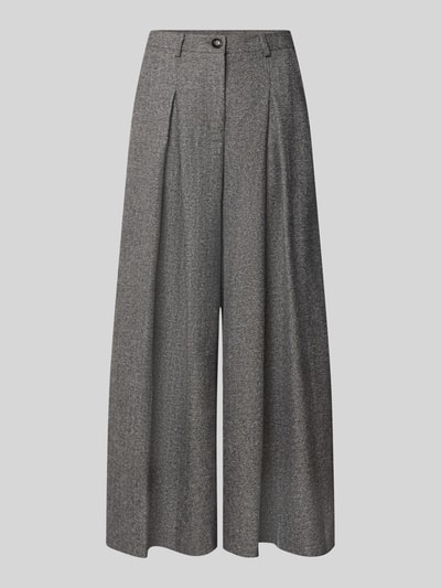 Productfoto, Wide Leg Hose mit Falten und Eingrifftaschen van Apricot in grijstinten, viscosemix, knoopsluiting, maat S bundwijdte 36 cm, binnenbeenlengte 74 cm