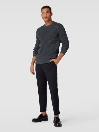 Esprit Collection Sweter z dzianiny z prążkowanymi wykończeniami Antracytowy 1