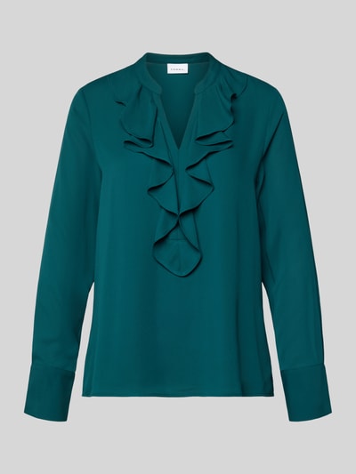 comma Regular fit blouse met volants, model 'PROTECT' Petrol - 2