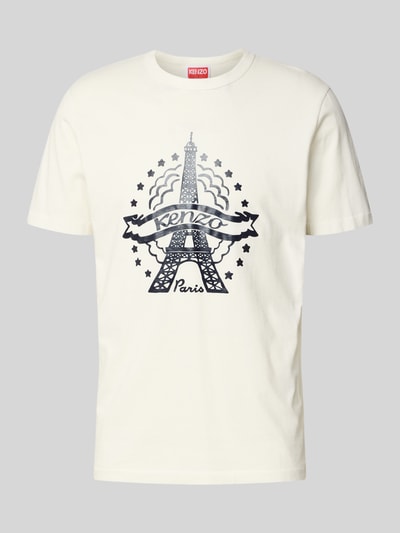 Kenzo T-shirt z nadrukiem z wieżą Eiffla Złamany biały 1