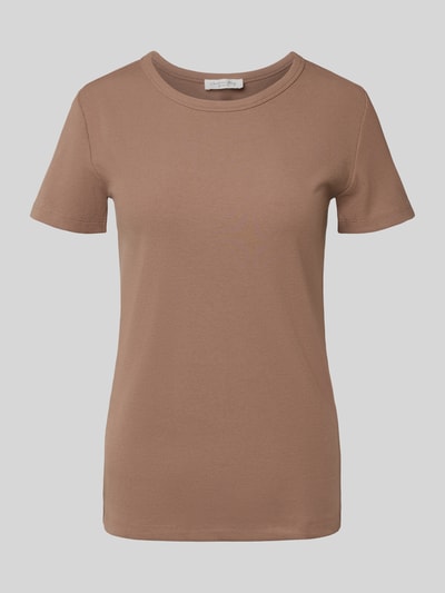 Christian Berg Woman T-Shirt in Ripp-Optik mit Rundhalsausschnitt Mittelbraun 2