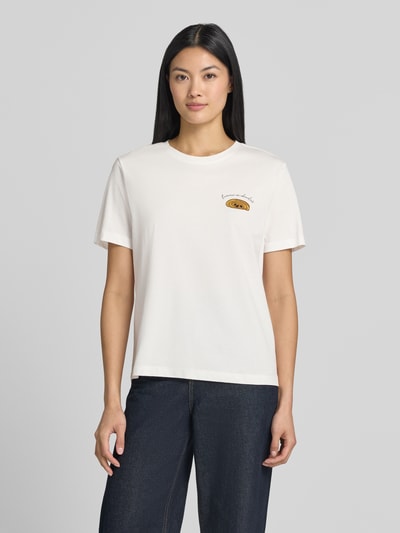 VILA T-Shirt mit Print und Rundhalsausschnitt Modell 'SYBILLA CHOCO' Weiss 4